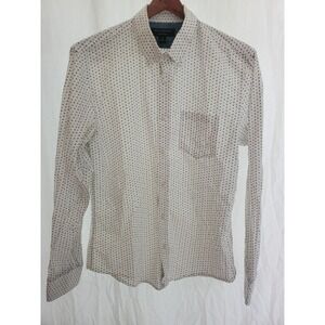 Banana Republic Soft Wash Slim Fit Shirt Mens Medium White Geometric Cotton